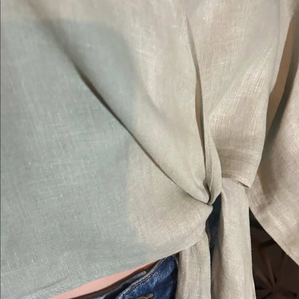 NWT ZARA LINEN SIDE TIE BLOUSE L - Picture 8 of 14